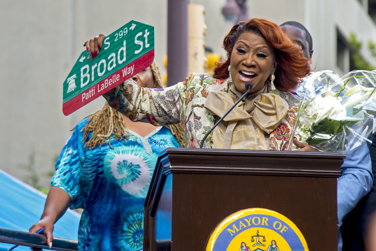 Patti LaBelle at the ceremony to rename a block of Broad Street. “I was a shy little girl from West Philly,” she said. “To go from shy Patti to Patti LaBelle Way is incredible.”
